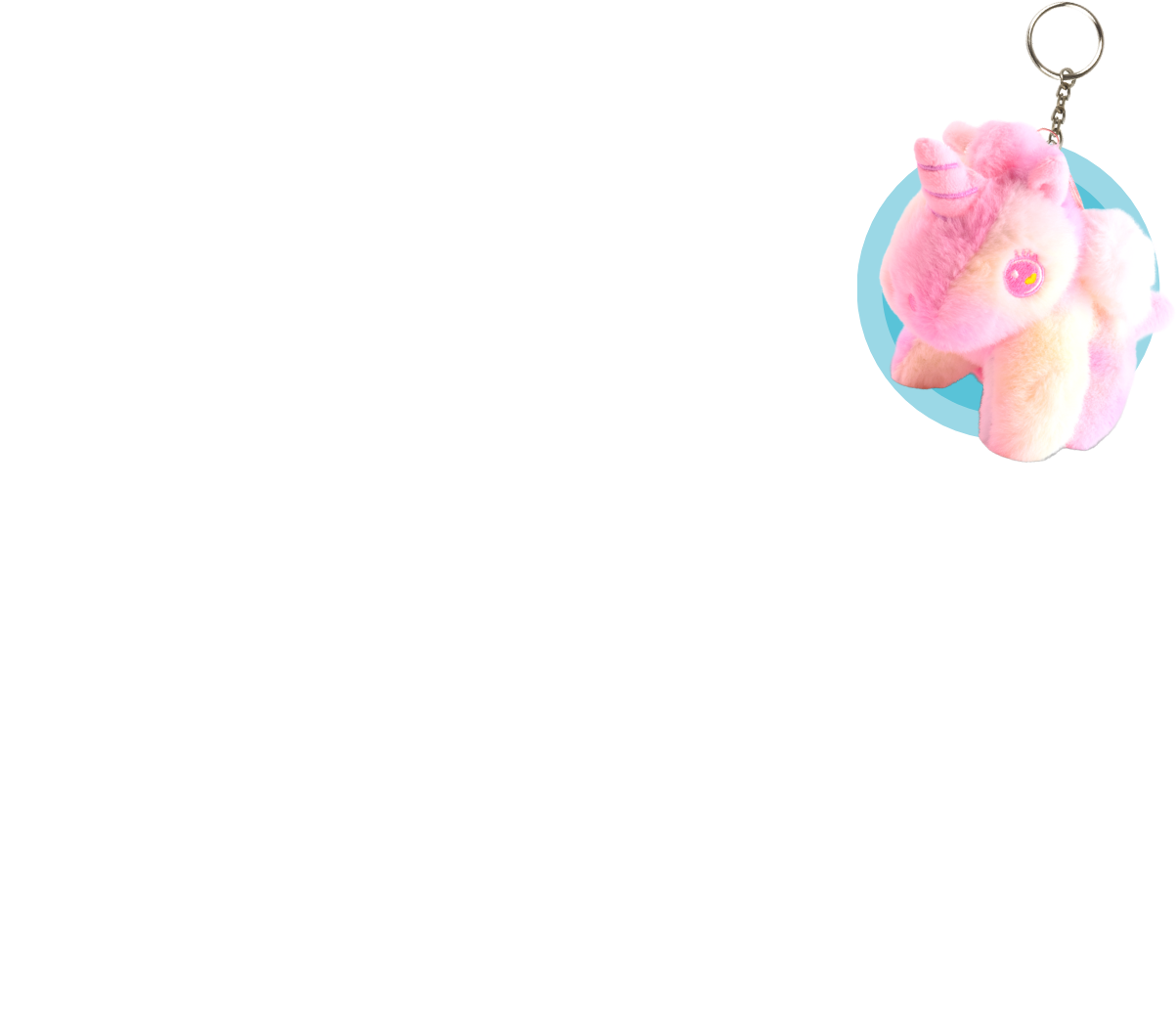 chaveiro pelúcia unicórnio.